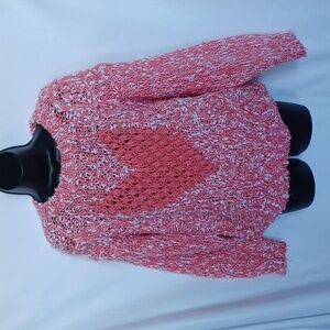 David Brett Women's Pink & White Heart Sweater Size M